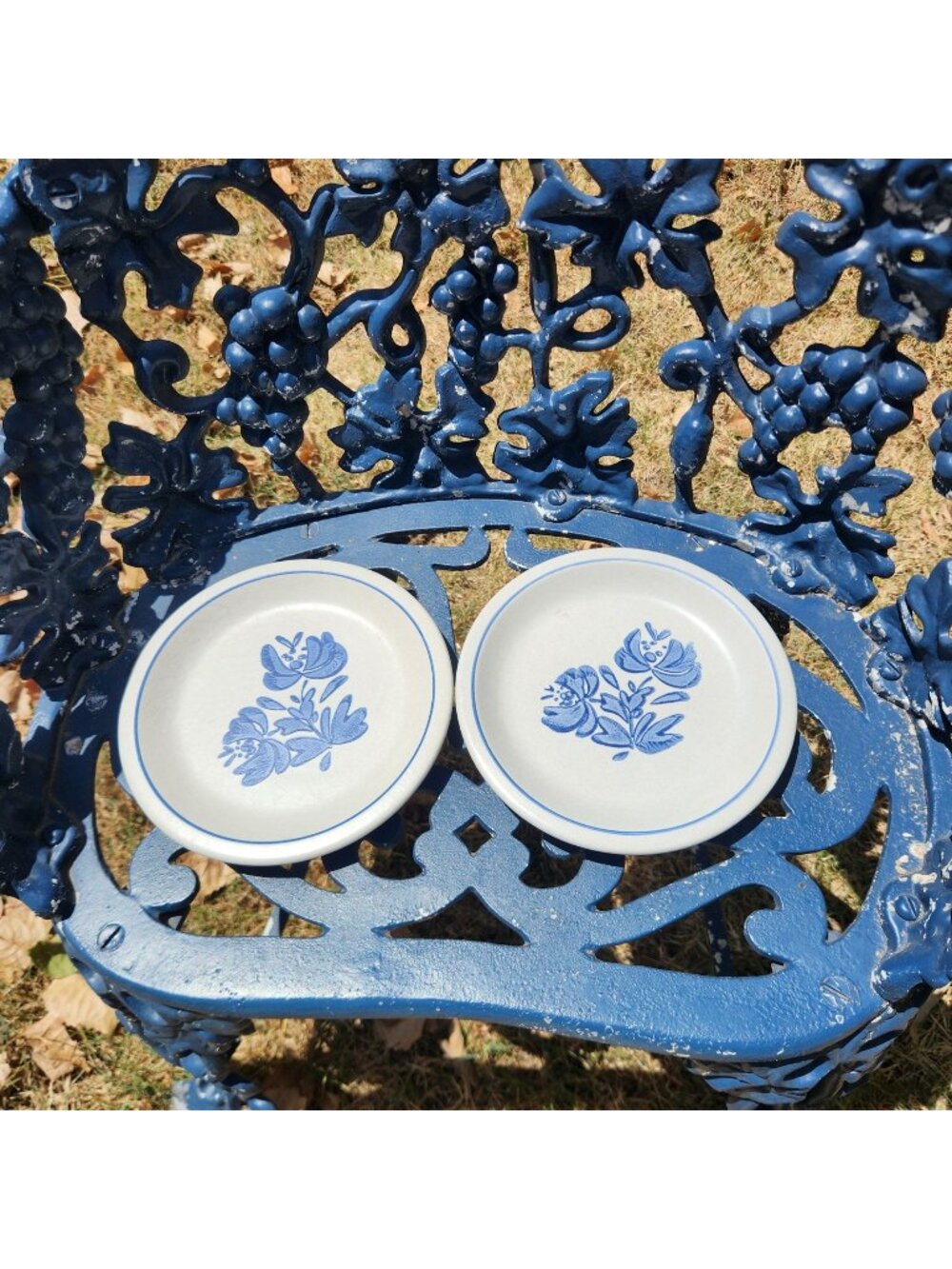 Pfaltzgraff Yorktowne Dessert Plates Set of 2 Blue Floral Stoneware 6.5” Dia